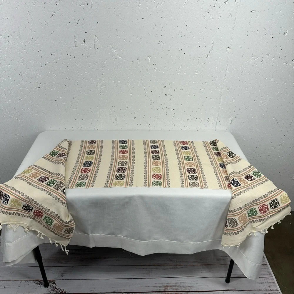 Mexican Southwest Backstrap Loom Table Runner 74 x 14.2”